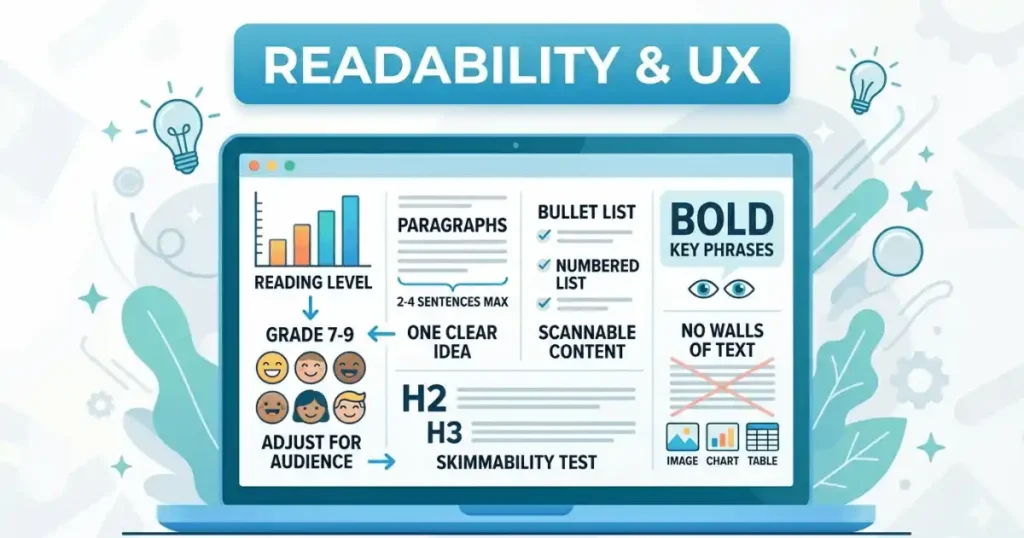 Readability Checklist in seo content writing checklist